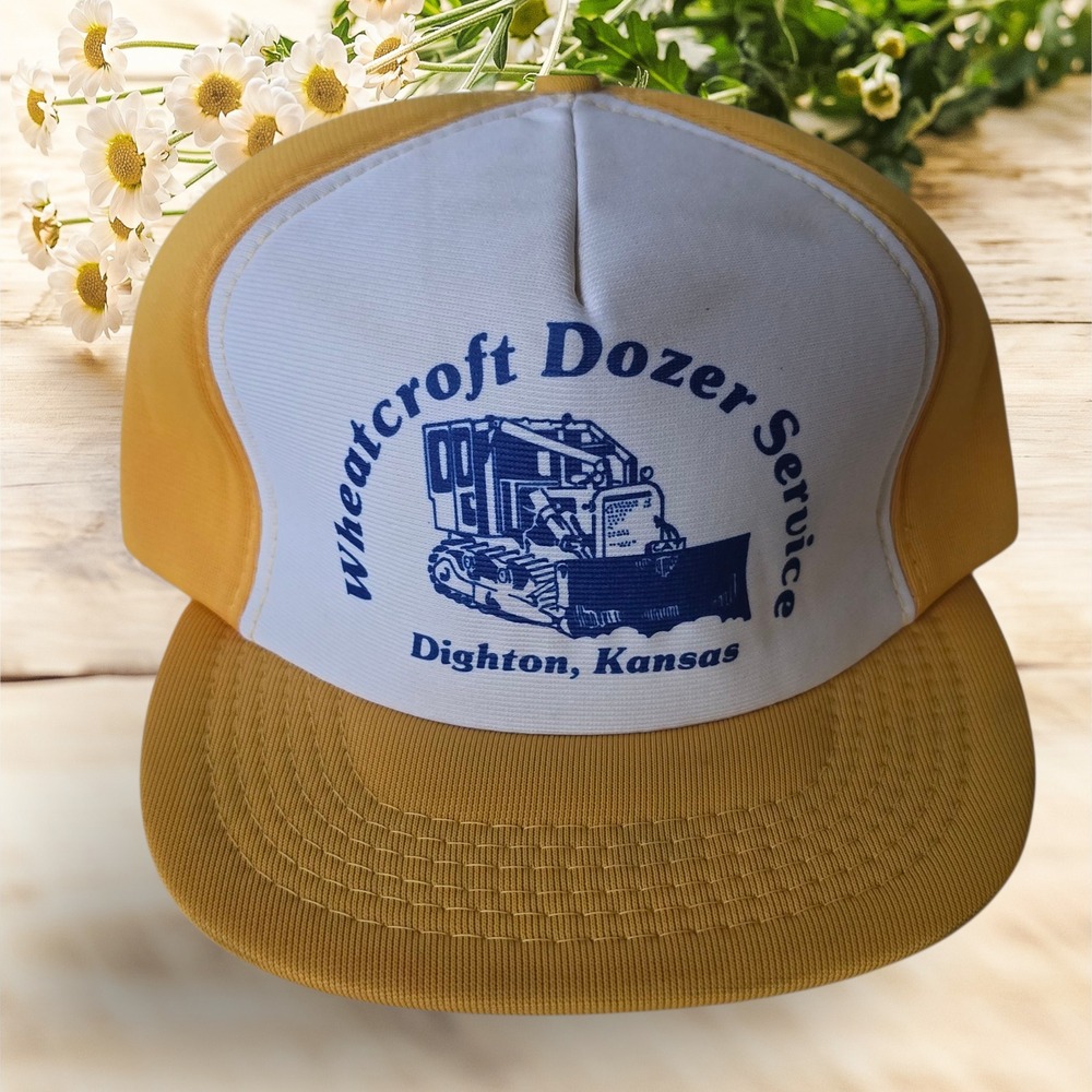 Vintage WHEATCROFT DOZER SERVICE KANSAS, SnapBack Trucker Hat Cap Foam